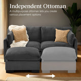 Best Choice Products 82in Modular Cloud Pillowtop Loveseat Sofa, Deep Seat Sectional Couch w/Storage Ottoman, Plush Corduroy Fabric, Real Wood Frame and Legs – Gray Best Choice Products