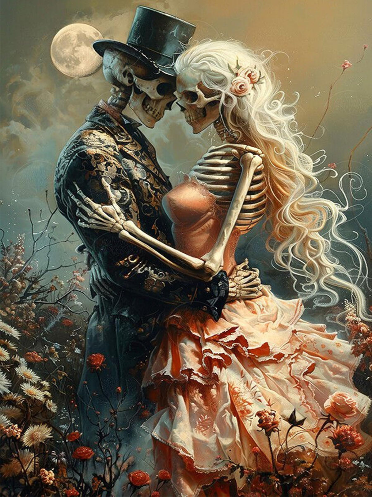 Axquilon Skeleton Diamond Art Kits for Adults - Skull Diamond Painting Kits for Adults Beginner, DIY 5D Full Drill Gem Art for Home Wall Decor 12x16 inch Axquilon