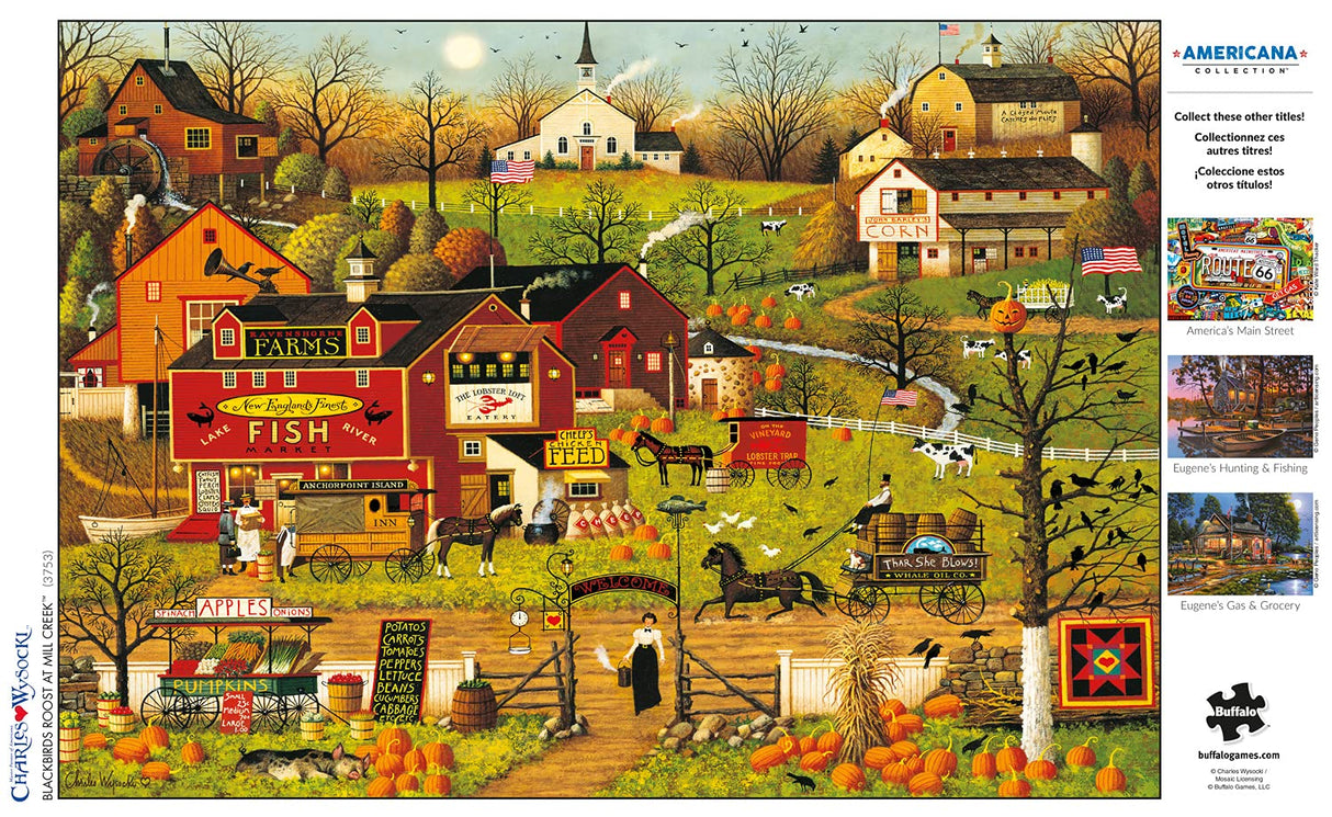 Buffalo Games - Charles Wysocki - Blackbirds Roost at Mill Creek - 500 Piece Jigsaw Puzzle for Adults -Challenging Puzzle Perfect for Game Nights - Finished Size is 21.25 x 15.00 Buffalo Games