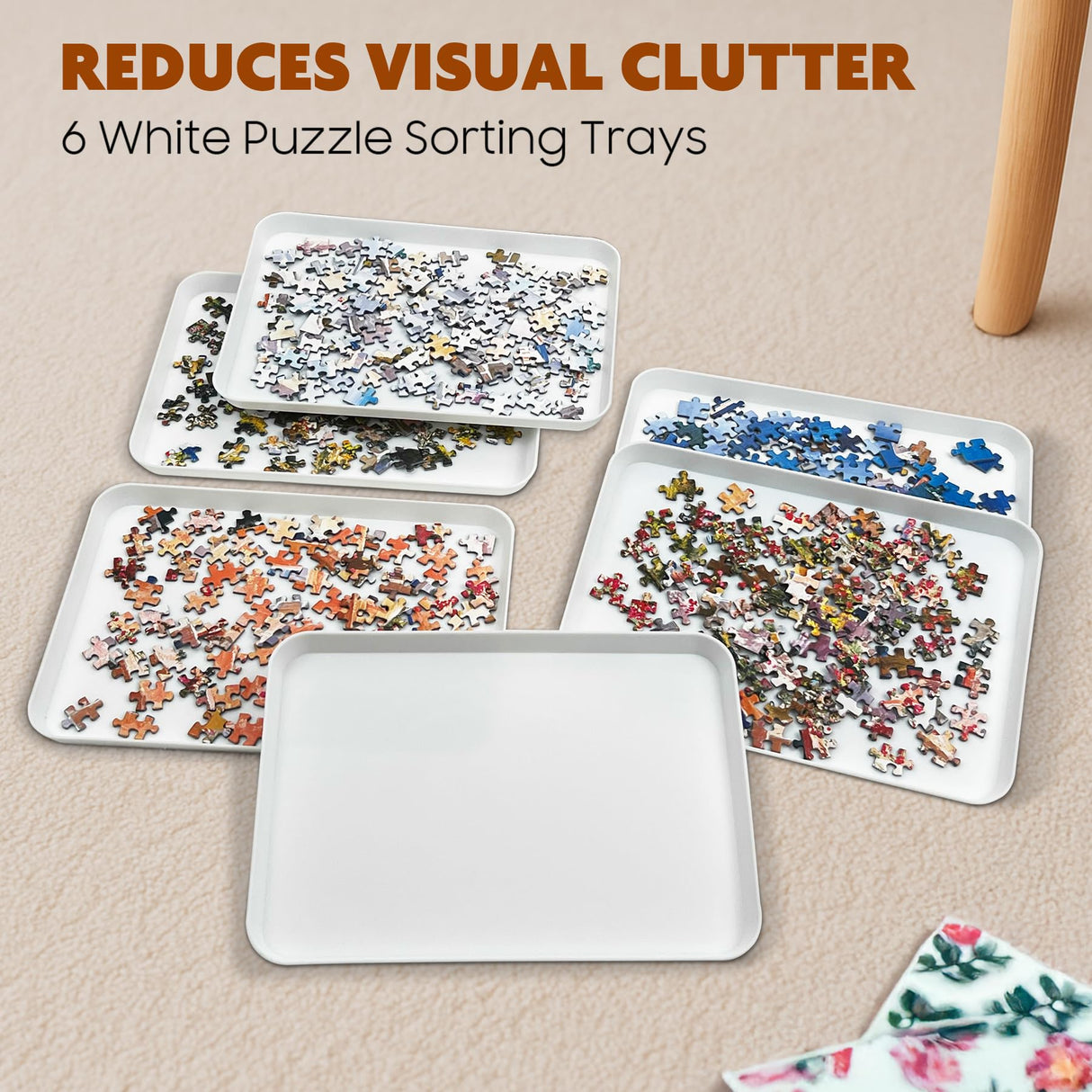 Nariolar 11.5 x 8.3 in Puzzle Sorting Trays Stackable, 6-Pack Puzzle Piece Sorter Trays for 1000/1500/2000 Pieces Nariolar