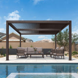 PURPLE LEAF Louvered Pergola 10' × 12' Outdoor Hardtop Gazebo Sun Shade with Adjustable Canopy Patio Aluminum Retractable Roof for Outside Deck Backyard Pavilion PURPLE LEAF