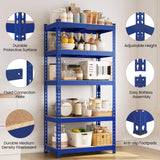Yaheetech Storage Shelves 5 Tier Garage Shelving Heavy Duty Garage Shelves Adjustable Metal Shelving Unit Utility Rack Industrial Shelving for Warehouse Pantry Closet, 27.5" W x 12" D x 60" H, Blue Yaheetech