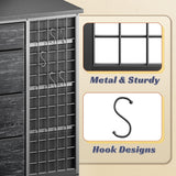 EnHomee 24 Drawers Black Dresser for Bedroom, Dressers & Chests of Drawers with 4 Wheels and 40“ * 23” Wide Wooden Top, Metal Frame, Organizer Island with Hooks for Bedroom, Cloakroom, Dressing Room EnHomee