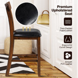 NAFORT Counter Height Bar Stools Set of 4, Farmhouse 25.5” Wood High Dining Chairs, Counter Stools with Back for Kitchen Restaurant Bar, Rubberwood Legs & Black PU Leather Cushion NAFORT