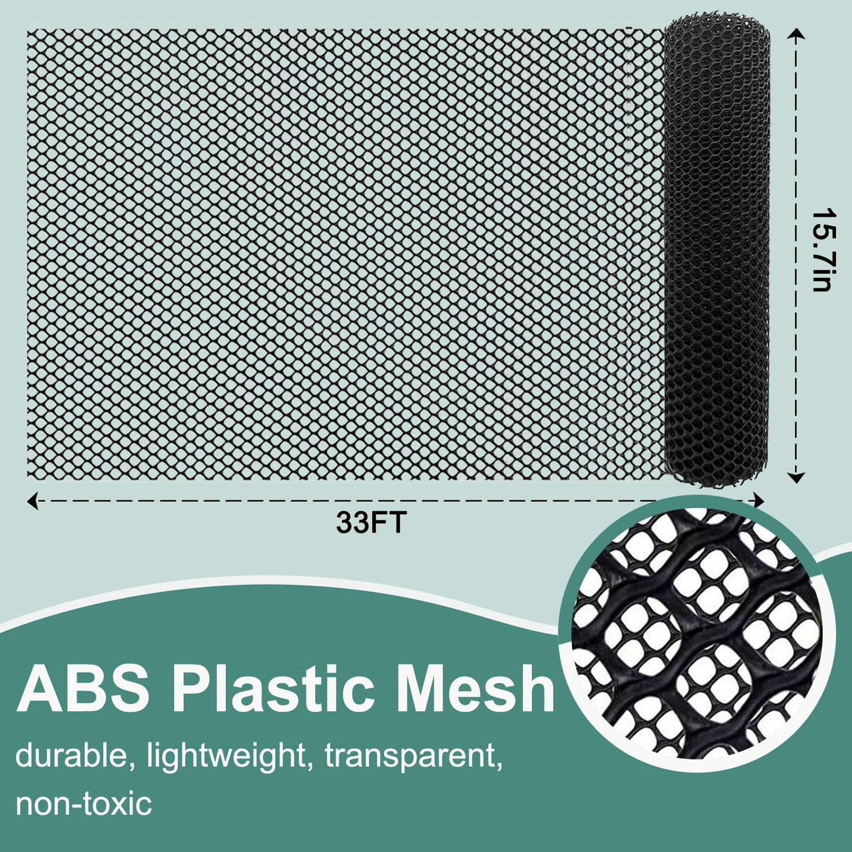 Chicken Plastic Wire Fencing Mesh - Heavy-Duty Plastic Chicken Black Wire Fence Mesh for Gardening, Barrier Netting, Poultry Dogs Rabbit Fencing (Black, 15.7IN x 33FT) SKWIRRLE