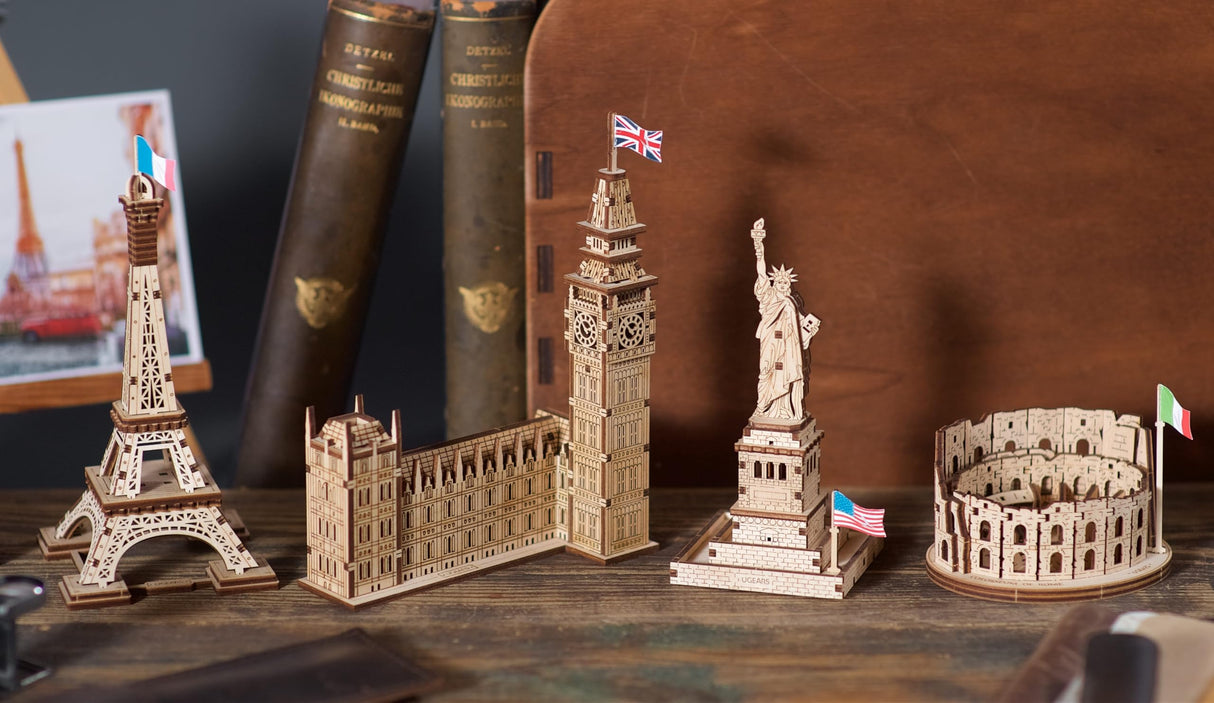 UGEARS Wooden 3D Puzzle Rome Colosseum Model Kit DIY Miniature Craft for Adults Italy Cities Collection 63 Pcs UGEARS