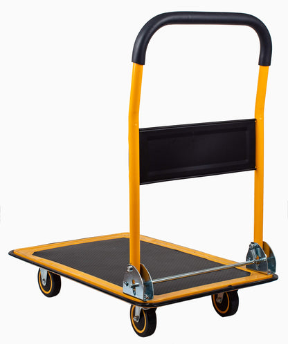 MaxWorks 80876- Foldable Platform Truck Push Dolly 330 lb. Weight Capacity Black and Yellow 28.75" x 18.75" x 33"