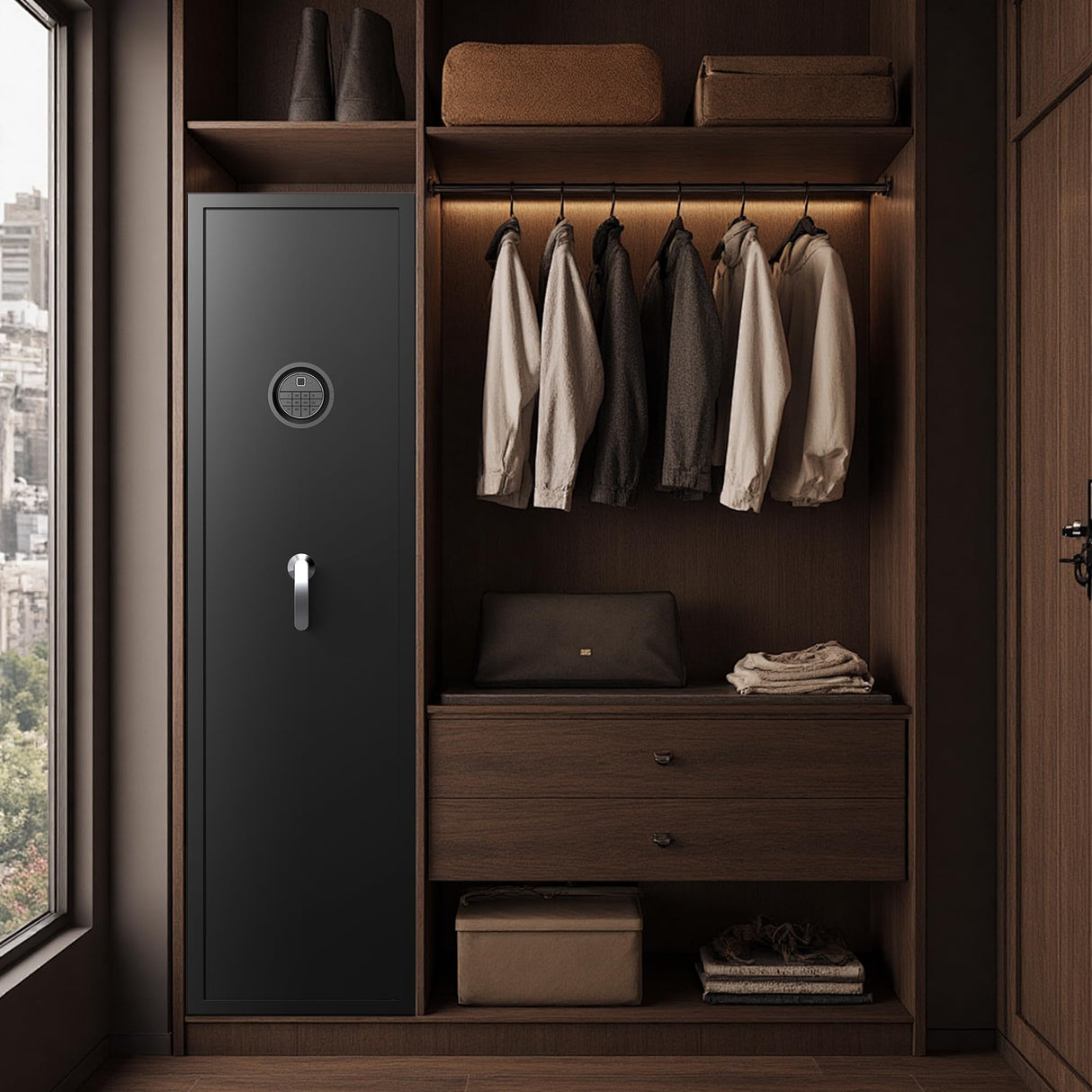 8-12 Gun Cabinet, Gun Safe for Rifles and Pistols, Electronic Rifle Safes for Home, Long Gun Cabinet for Shotgun, Large Gun Locker with Adjustable Shelf, Dual Alarm & Mute System, Quick Access SHICHI