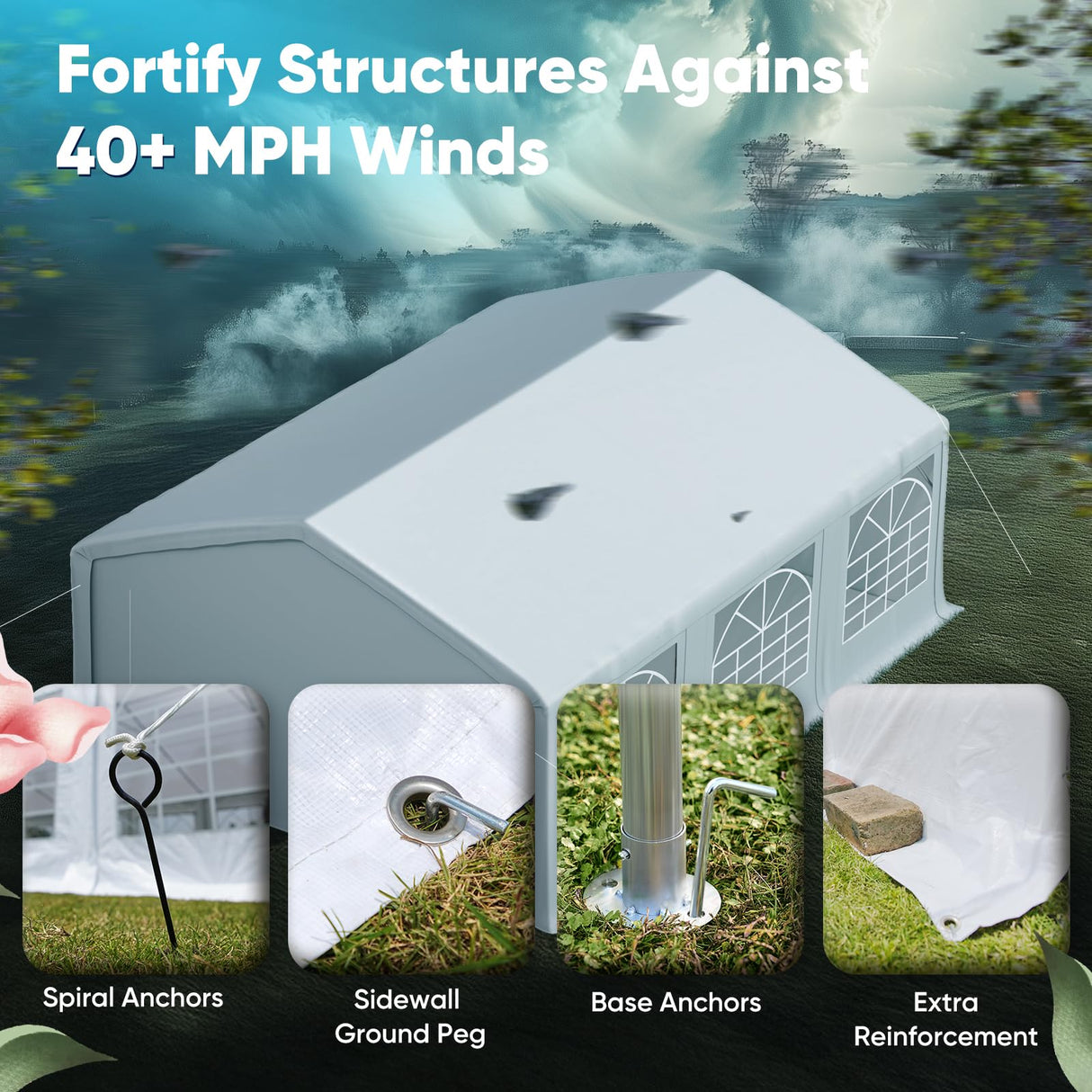 Quictent Premium 20x20 Party Tent Heavy Duty Outdoor Gazebo White Event Shelter Wedding Canopy Tent for Parties Carport BBQ with Removable Sidewall Windows & Storage Bags Quictent