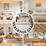 Harpaq Full Size Murphy Bed, Full Size Mobile Cabinet Bed Frame, Farmhouse Wooden Cabinet with Storage Drawer for Bedroom/Office/Guest Room, White+Barnwood Harpaq