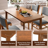 Merax 5 Piece Rectangle Wooden Dining Table Set, Mid Century Modern Tables and 4 Upholstered Wood Chairs for Kitchen, Home, Saving Space, Brown+Gray Merax
