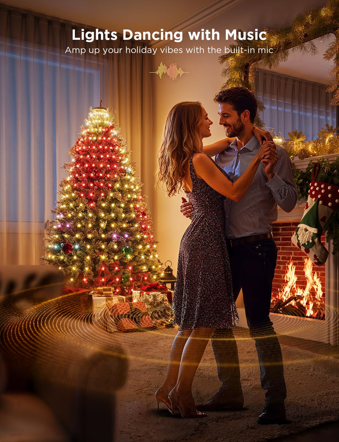 Govee Christmas Tree Lights, Smart RGBIC 480 LEDs Christmas Lights Outdoor, 6.6ft × 24 String Lights for Holiday Decor, IP65 Waterproof, Music Sync, Voice Control, 60+ Scene Modes, Green Wire Govee