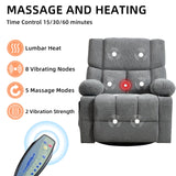IOMOR Power Recliner Chair with Massage and Heating, 360° Swivel Rocker Glider Chair for Adults, Upholstered Fabric Reclining with Side Pockets and Cup Holder for Living Room, Nursery (1, Gray) IOMOR