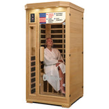 LifePro 1 Person Far Infrared Sauna for Home - Home Sauna, Tempered Glass Door, Oxygen Ionizer, & 7 Chromotherapy Lights for Indoor Sauna - Canadian Hemlock Wood Dry Sauna with Bluetooth Sound System LifePro