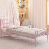 Weehom Metal Platform Bed Frame with Headboard and Footboard Under Storage 12.7Inch Twin Size Beds Mattress Foundation Pink Weehom