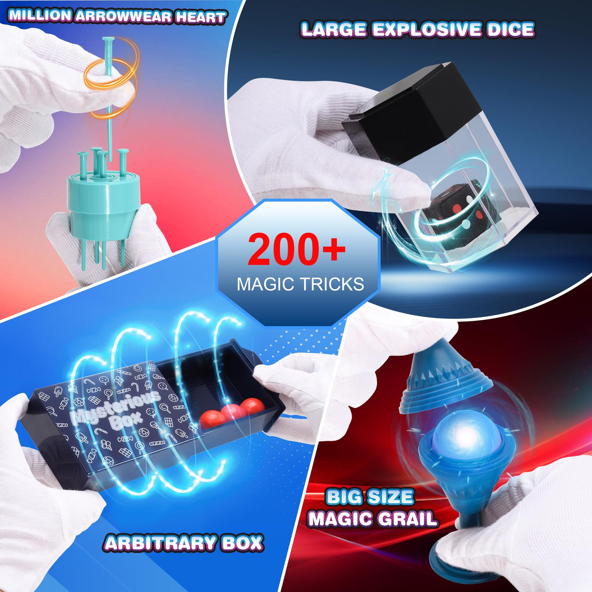 Nicella Magic Kit - 200+Magic Tricks for Kids Age 6-8, Magic Set with Manual and Video for Beginners and Kids, Christmas Halloween Birthday Gifts Toys for Ages 6 7 8 9 10 11 12 Years Old Boys Girls Nicella