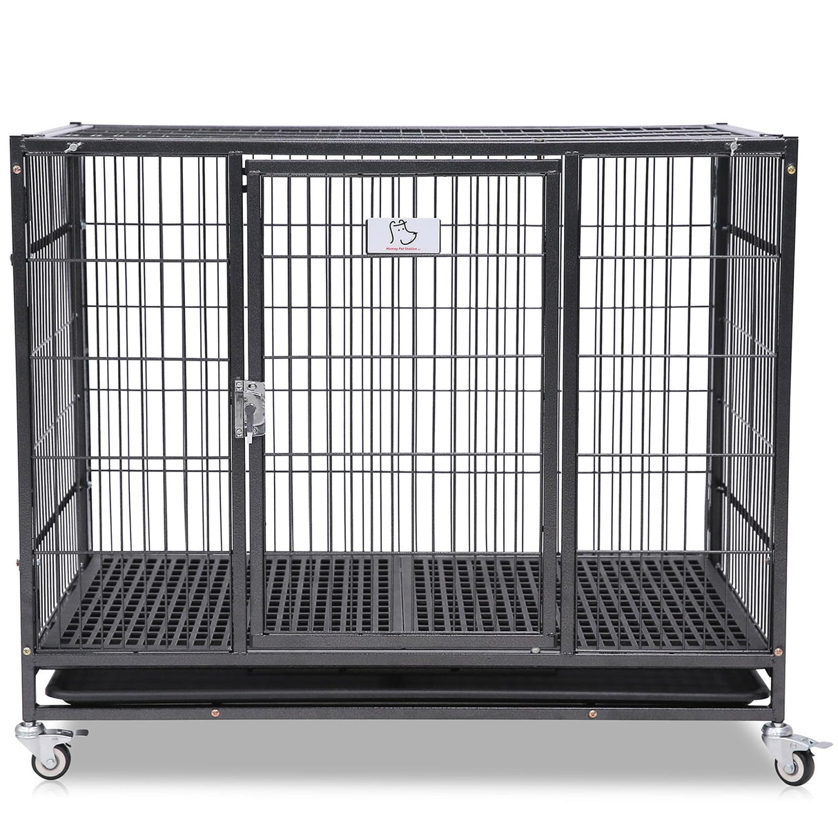 Homey Pet 37 inch Stackable Open Top Heavy Duty Dog Crate Cage for Medium Dog with Wheels and Removable Tray Homey Pet