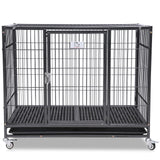 Homey Pet 37 inch Stackable Open Top Heavy Duty Dog Crate Cage for Medium Dog with Wheels and Removable Tray Homey Pet
