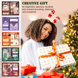 Scrapbooking Supplies Kit, 351pcs Bullet Junk Journal Kit with Journaling Supplies Aesthetic Scrapbook Paper A6 Grid Notebook, Scrapbook Kit, Craft DIY Gift for Adult Teen Girl Kid Women, Moonlight OFFIGIFT