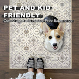 KILOCOCO 2x6 Runner Rug, Moroccan Washable Hallway Entryway Runner Rug, Accent Print Faux Wool Kitchen Runner Rug 6 Feet Non-Slip Boho Rug Runner for Laundry Room Bedroom, Beige Yellow KILOCOCO