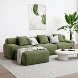 LIKIMIO 118" Modern L-Shaped Modular Sectional Sofa for Living Room, Corduroy Upholstery Green, Oversized 3-Seater Couch with Deep Seat and Movable Ottoman – No Assembly LIKIMIO