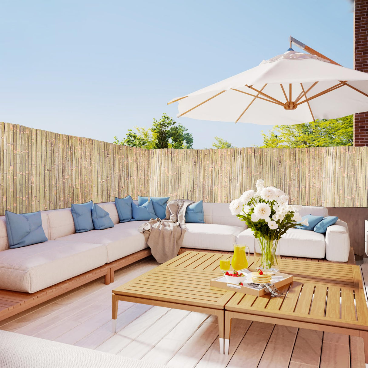Sprigra Bamboo Slat Fence 4ft x 13ft, Natural Bamboo Fencing, Bamboo Privacy Screen Outdoor, Balcony Privacy Fence for Garden, Balcony, Pool, Patio Sprigra