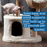 Habitat Haven The Bungalow Cat Tree - Luxury Cat Condo, Large Modern Indoor Tower with 2 Faux Fur Beds, Scratching Posts, Toys, and Den for Cats, 23.5-Inch Width x 18-Inch Depth x 43-Inch Height Habitat Haven