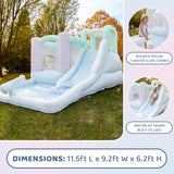Bounceland Splash Zone Dream Wet or Dry Bounce House Water Slide, 11.5ftL x 9ftW x 6ftH, Pastel Color, Spacious Bounce Area, Splash Pool, Climbing Wall, Blower Included, Trendy Kids Outdoor Play Bounceland