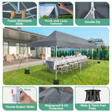 COBIZI 10x30 Canopy Tent, Heavy Duty Pop up Canopy with Sidewalls, Waterproof Easy Setup Canopy with Mosquito Netting, Outdoor Instant Screen Tents for Parties, Wedding with Roller Bag, Gray COBIZI