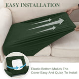 LA MEACK Couch Cushion Cover Chaise Lounge Cover Washable Separate Seat Chaise Couch Cover Stretch Sectional Sofa Slipcover(1 Piece for Chaise or Sofa 3-Seater, Green) LA MEACK