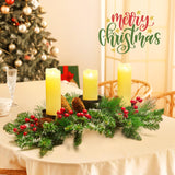 Brightown 20.5“ Iron Christmas Candle Holder, Pine Needles, Red Berries, Gold Balls and Golden Branches Tabletop Decoration with 3 Candle Holders for Christmas Home Decoration Brightown