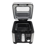 West Bend Deep Fryer with Adjustable Temperature Control Nonstick Basket Easy-View Window and Temperature Guide, Folding Handle and Locking Cover for Easy Storage, 3-Liter, Silver,Black, DFWB3LBK13 West Bend