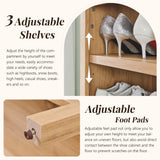 IFGET 71" Tall Arched Shoe Storage Cabinet, 7 Tiers 28 Pairs Wooden Shoe Rack with 3 Adjustable Shelves, Freestanding Shoe Closet Shelf Organizer for Entryway, Hallway, Living Room (Natural) IFGET