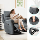 ANJ Swivel Rocker Recliner Chair Nursery, Manual Fabric Small Rocking Recliner, Modern Rocking Reclining Chairs for Living Room, Bedroom, Small Space (Gray) ANJ