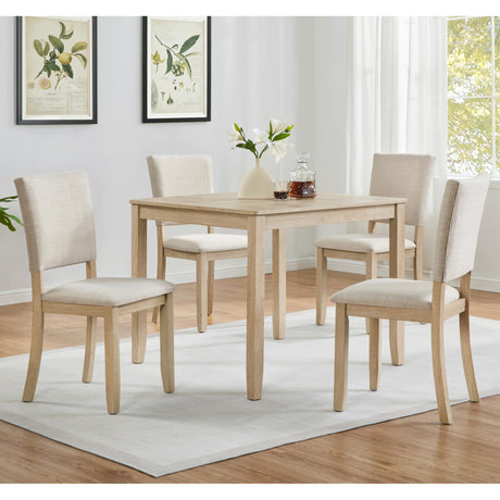 Harper & Bright Designs Modern 5-Piece Wooden Dining Table Set for 4 - Small Space 34.5" Square Kitchen Table & Upholstered Seats Chairs,Compact Apartment Dining Set,Light Oak + Beige Harper & Bright Designs