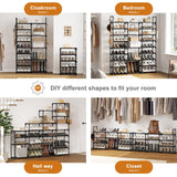 WOWLIVE 9 Tiers Large Shoe Rack Storage Organizer for Closet 50-55 Pairs Shoe Tower Unit Shelf Stackable Shoe Rack with Metal Pipes Plastic Connectors Black(SSS3B9) WOWLIVE