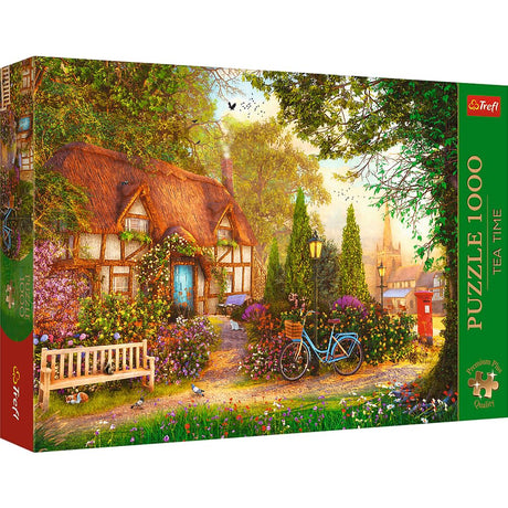 Trefl Thatched Cottage 1000 Jigsaw Puzzle Premium Plus Tea Time 27"x19" A Series of Painted Nostalgic Pictures, Perfect Matching of Elements, for Adults and Children from 12 Years Old Trefl