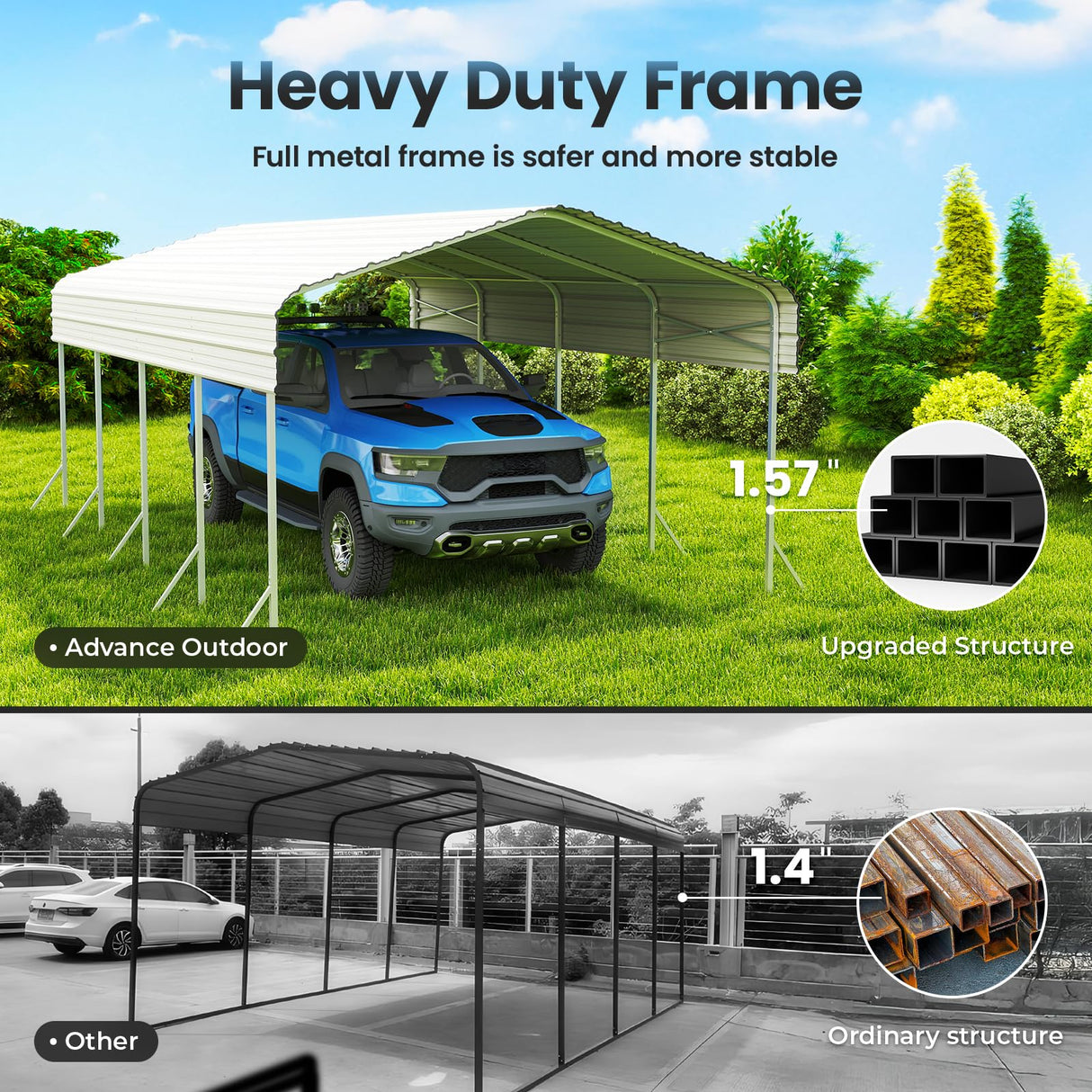 12x20 Carport, Heavy Duty Metal Car Port, All-Weather Protection, Easy Assembly for Cars, Trucks, Boats, Tractors, and Outdoor Storage fuzzy-bird
