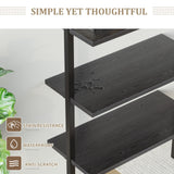 Furmax 5-Tier Bookshelf, Wall Mount Ladder Shelf with Wood Board and Industrial Metal Frame, for Home Office, Living Room, Bedroom, Entryway and Hallway Furmax