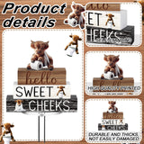 Cinnvoice 4 Pcs Christmas Highland Cow Bathroom Decor Farmhouse Bathroom Decoration Western Hello Sweet Cheeks Table Centerpiece Cinnvoice
