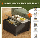 WLIVE Farmhouse Coffee Table,Square Wood Lift Top Coffee Table with Storage,Center Table for Living Room,Home Office,Black and Grey Oak WLIVE