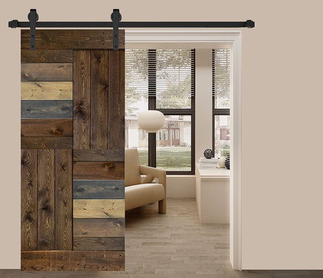 Mr.Wood 36inx84in S Series DIY Knotty Pine Wood Interior Sliding Barn Door Slab (Door ONLY) (Multicolor) Mr.Wood