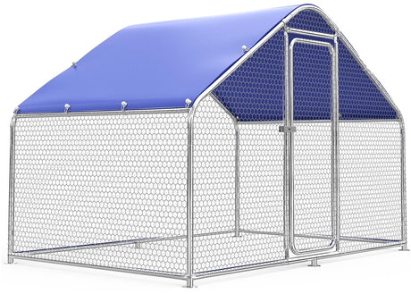 Guiferland Large Metal Chicken Coop with Hexagonal Chicken Wire, Chicken Coop Run Pen for Yard with Waterproof Cover, Outdoor Large Walk-in Chicken Coops for 8 Chickens Duck Pen House Cage Run Guiferland
