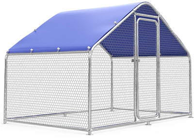 Guiferland Large Metal Chicken Coop with Hexagonal Chicken Wire, Chicken Coop Run Pen for Yard with Waterproof Cover, Outdoor Large Walk-in Chicken Coops for 8 Chickens Duck Pen House Cage Run