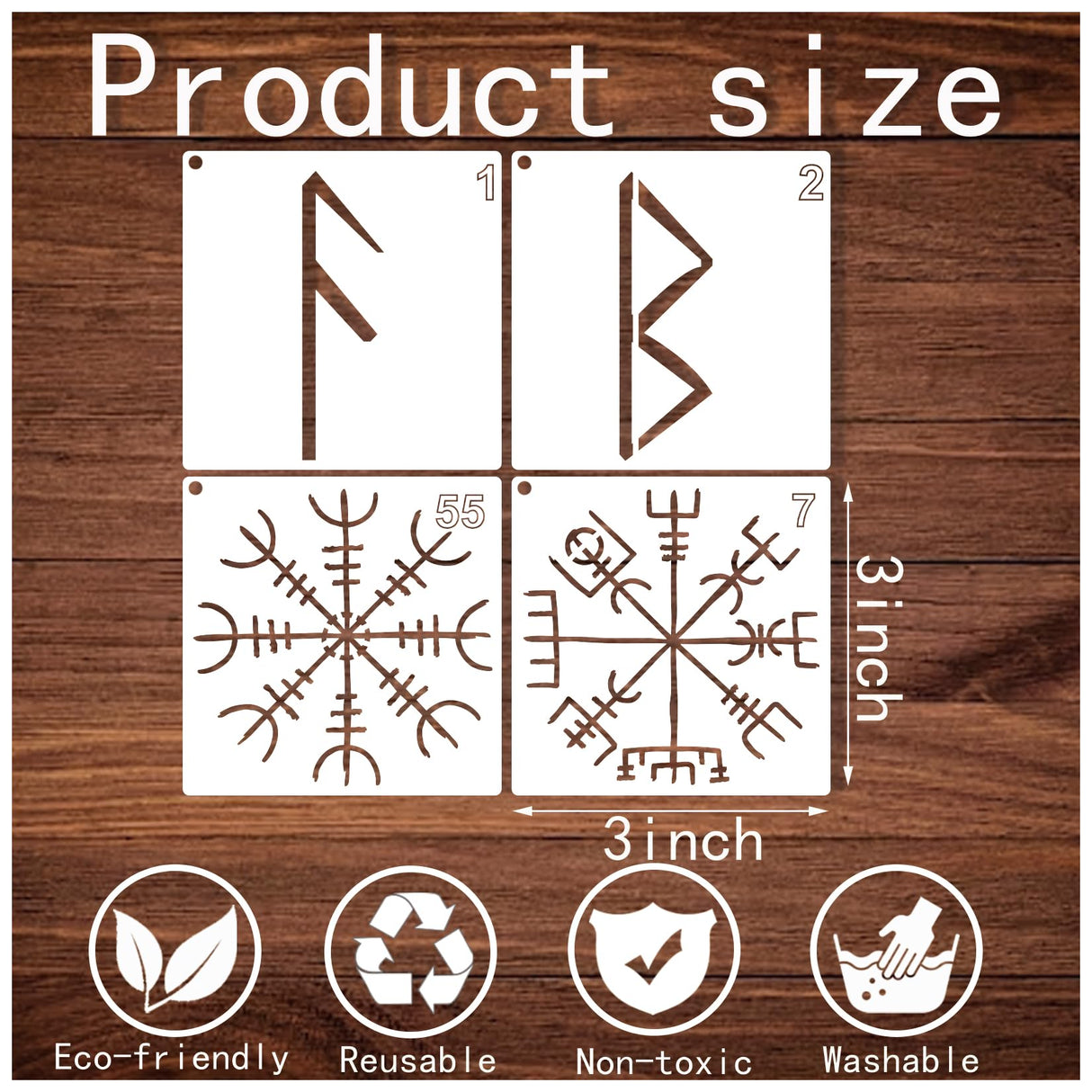 60pcs Runes Stencils for Painting on Wood Burning Patterns Tree of Life Stencils Nature Stencil Tree Paint Template on Art Craft Canvas Wall Fabric Rock (60runes) yhslmh