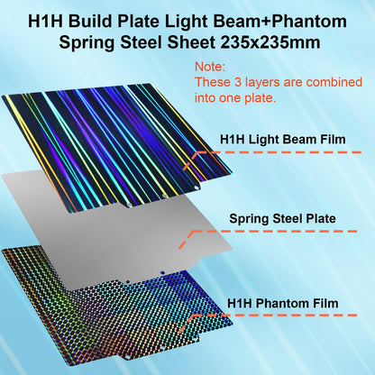 IdeaFormer-3D H1H Build Plate for Flashforge Adventurer 5M/5M Pro Print Bed, Light Beam+Phantom H1H Spring Steel Sheet Flexible H1H Print Bed for Flashforge Adventurer 3D Printers Platform 23 - WoodArtSupply