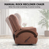 CANMOV Rocker Recliner Chair for Adults,Manual Recliner Chair with Overstuffed Backrest and Armrests, Soft Fabric Manual Rocking Reclining Sofa for Living Room,Brown CANMOV