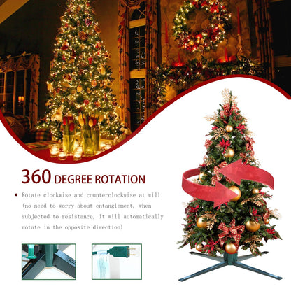 Afrasiy Rotating Christmas Tree Stand, 360 Rotating Automatically Adjustable Two-Way Rotating Tree Stand, Suitable for Christmas Christmas Tree Stand