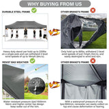 COBIZI 10x20 Pop Up Canopy with 6 Sidewall,Heavy Duty Canopy UPF 50+ All Season Wind Waterproof Commercial Outdoor Wedding Party Tents for Parties Canopy Gazebo with Roller Bag(10 x 20 ft Gray) COBIZI