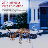 Alpine Corporation 24"H Outdoor Rattan Grazing Reindeer Lawn Decoration with White Lights , Christmas Decoration Alpine Corporation